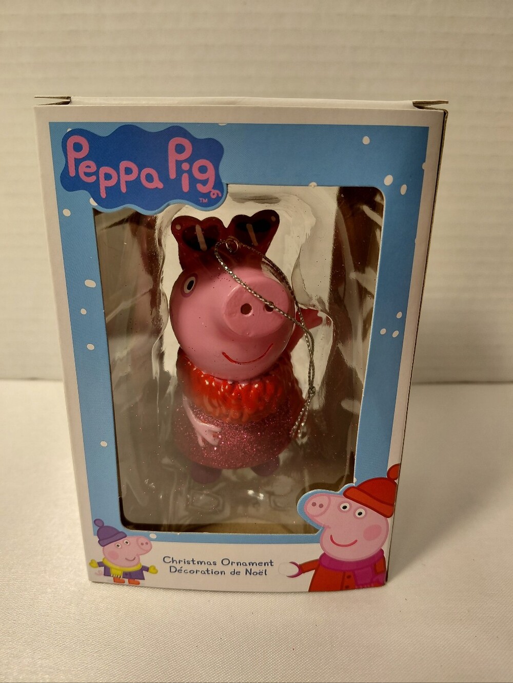 Peppa Pig Pink and Red Glitter Holiday Ornament